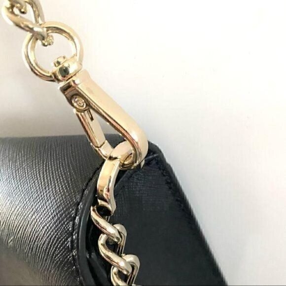 Kate Spade Black & Gold Cameron Convertible Crossbody Bag +upgraded Chain & tag - Picture 10 of 16